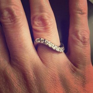 silver swarovski wave ring